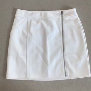 White Faux Leather Express Skirt